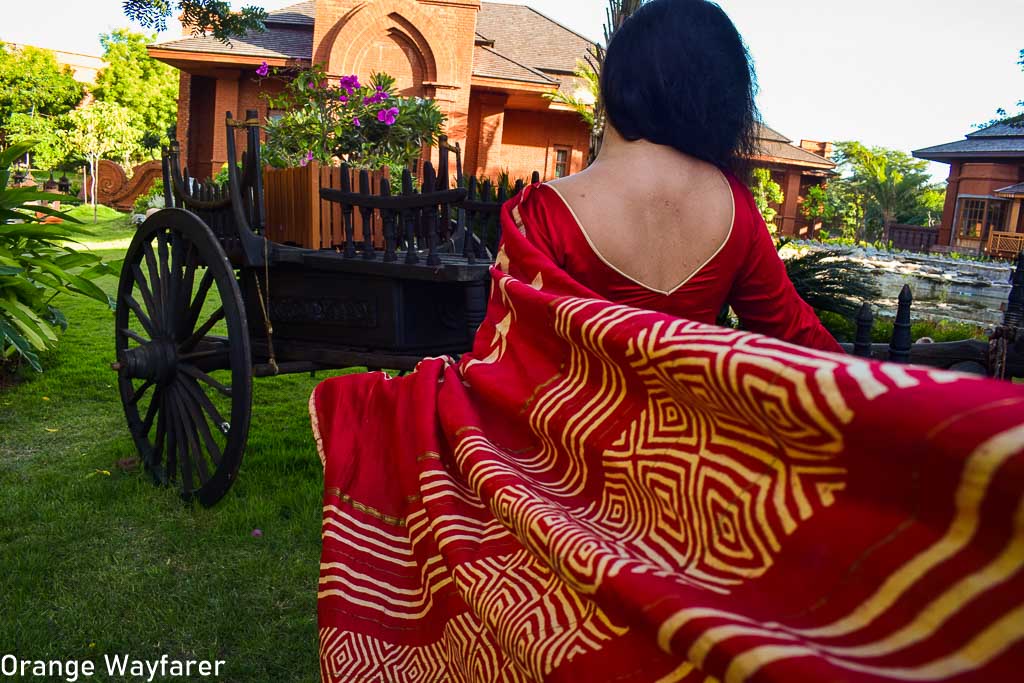 Styling a red Bapta silk Saree